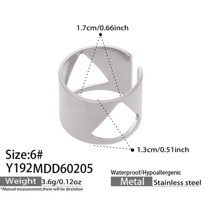 316L Stainless Steel 18K Gold Plated Wide Openwork Adjustable Ring Set - Image 22