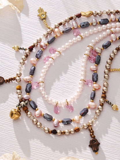316L Stainless Steel Exquisite Full Zircon Waterdrop Mixed Pendant Bracelet - Image 2