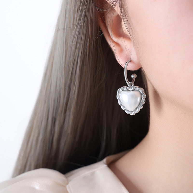 316L Stainless Steel Chic Vintage Heart Drop Earrings - Image 2