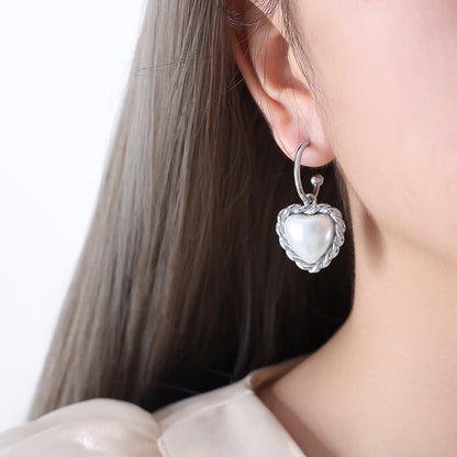 316L Stainless Steel Chic Vintage Heart Drop Earrings - Image 2