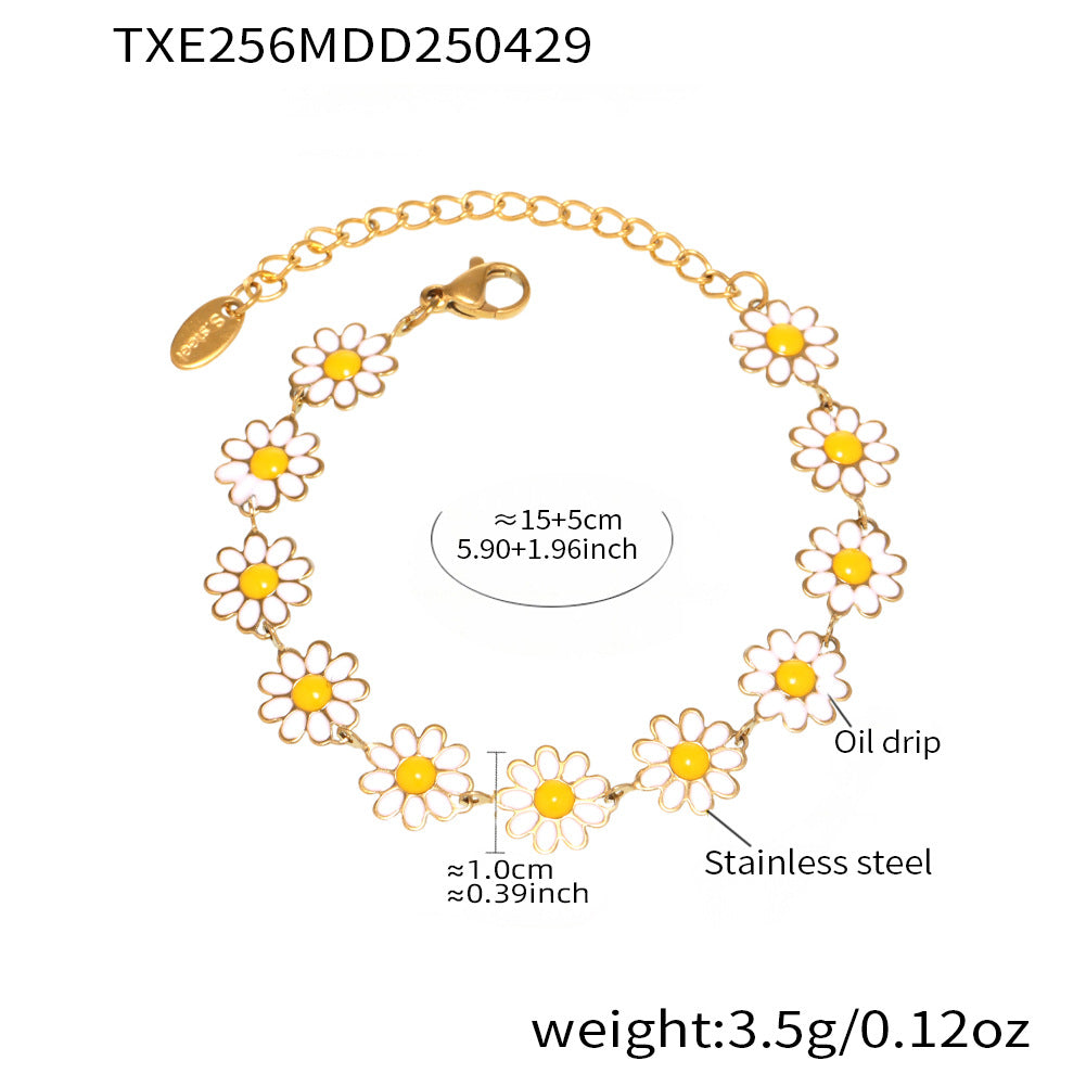 316L Stainless Steel Daisy Flower 18K Gold PVD Chain Jewelry Collection - Image 3