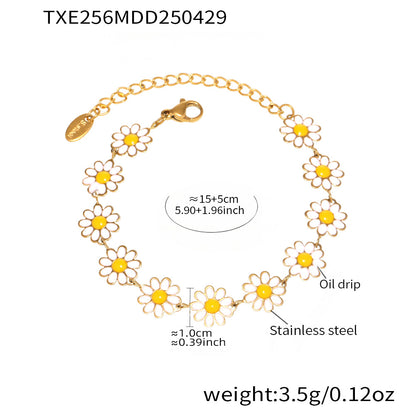 316L Stainless Steel Daisy Flower 18K Gold PVD Chain Jewelry Collection - Image 3