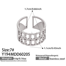 316L Stainless Steel 18K Gold Plated Wide Openwork Adjustable Ring Set - Image 3