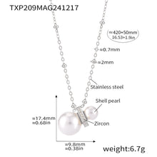 316L Stainless Steel Constellation Necklace & Earrings Set with Zircon & Shell Pearl - Image 3