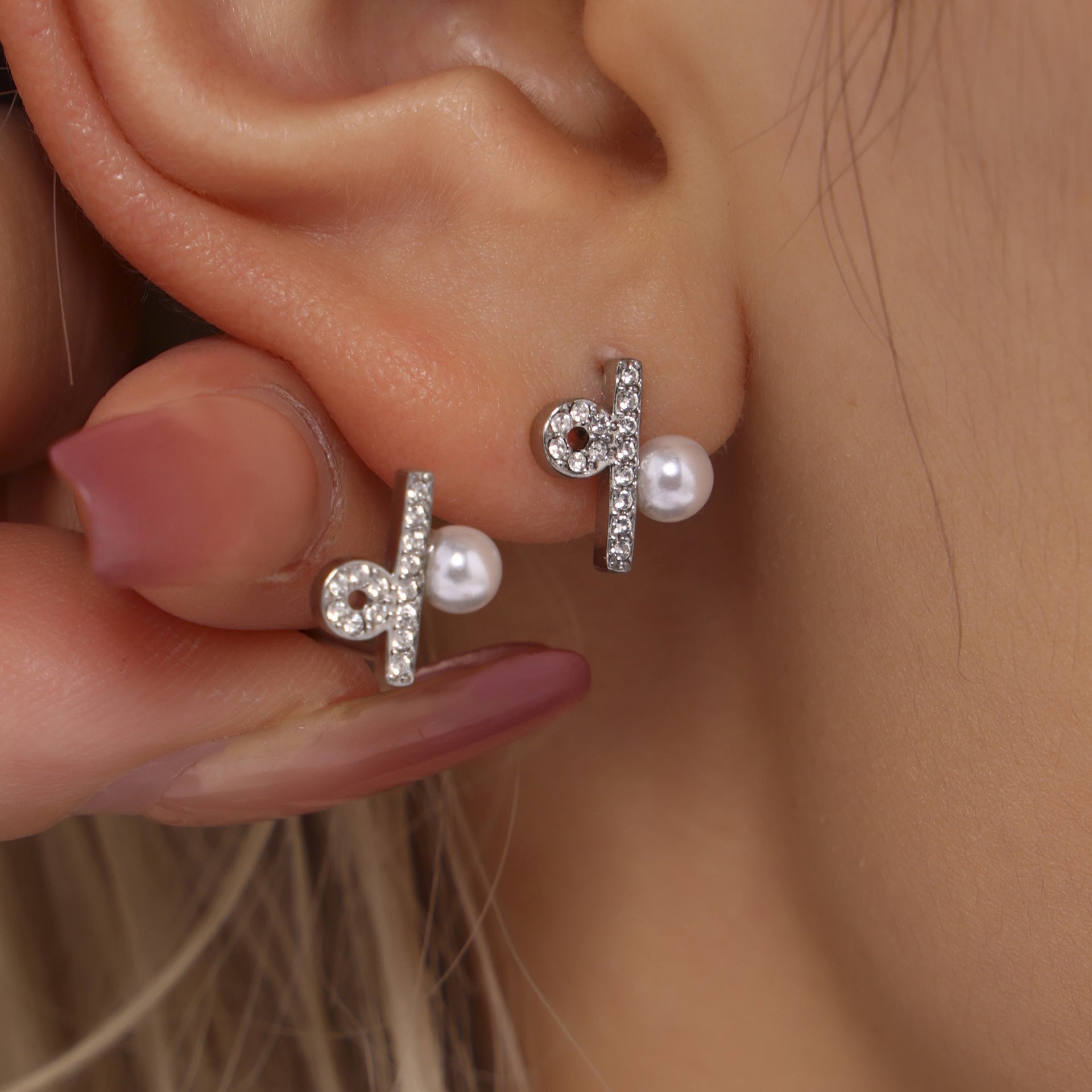 316L Stainless Steel Constellation Necklace & Earrings Set with Zircon & Shell Pearl - Image 4