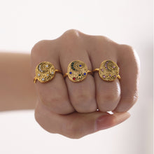 316L Stainless Steel Light Luxury 5A Zircon Star Moon Evil Eye Ring - Image 5