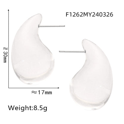 316L Stainless Steel Vibrant Resin Teardrop Earrings - Image 5