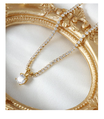 316L Stainless Steel 18K Gold Plated Dainty Cubic Zirconia Pendant Necklace - Image 5