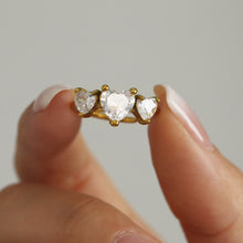 316L Stainless Steel Sweet Heart Super Shiny Zircon Adjustable Ring - Image 5