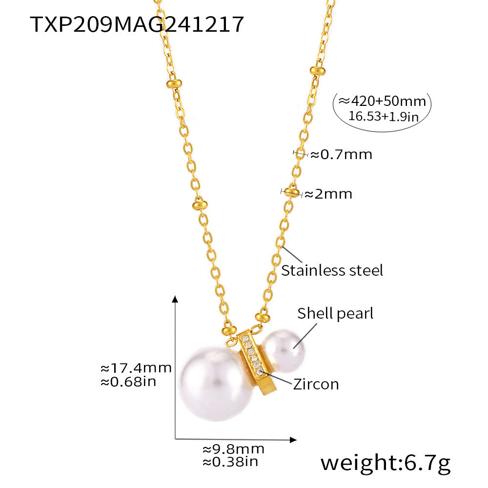 316L Stainless Steel Constellation Necklace & Earrings Set with Zircon & Shell Pearl - Image 5