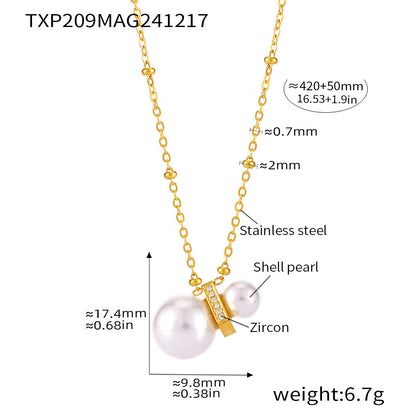 316L Stainless Steel Constellation Necklace & Earrings Set with Zircon & Shell Pearl - Image 5