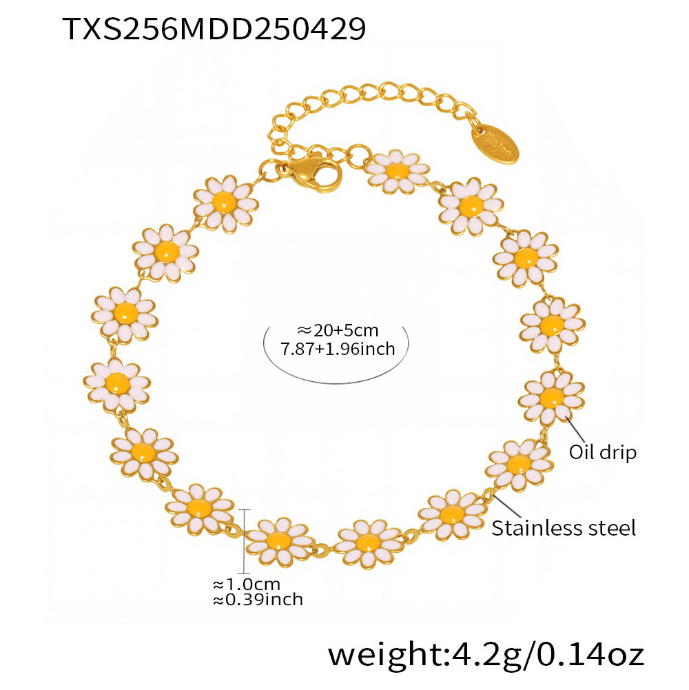 316L Stainless Steel Daisy Flower 18K Gold PVD Chain Jewelry Collection - Image 5