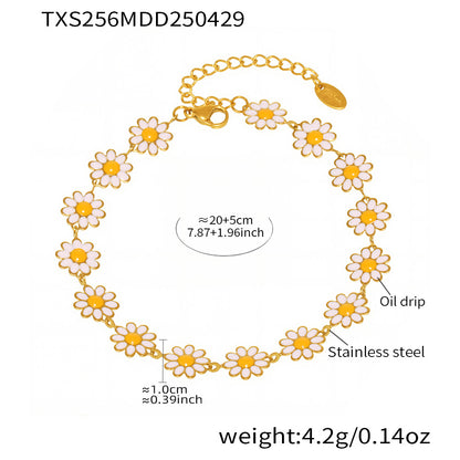 316L Stainless Steel Daisy Flower 18K Gold PVD Chain Jewelry Collection - Image 5
