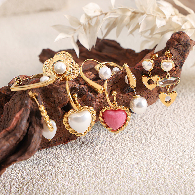 316L Stainless Steel Chic Vintage Heart Drop Earrings - Image 6