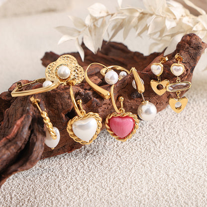 316L Stainless Steel Chic Vintage Heart Drop Earrings - Image 6