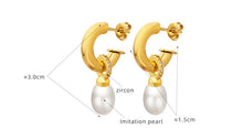 316L Stainless Steel Baroque Imitation Pearl C-Shape Stud Earrings - Image 6