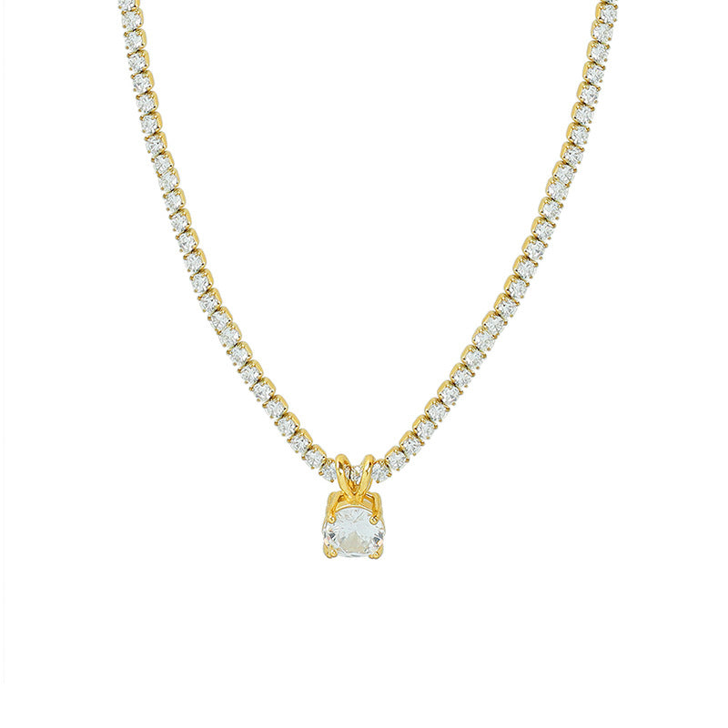 316L Stainless Steel 18K Gold Plated Dainty Cubic Zirconia Pendant Necklace - Image 6