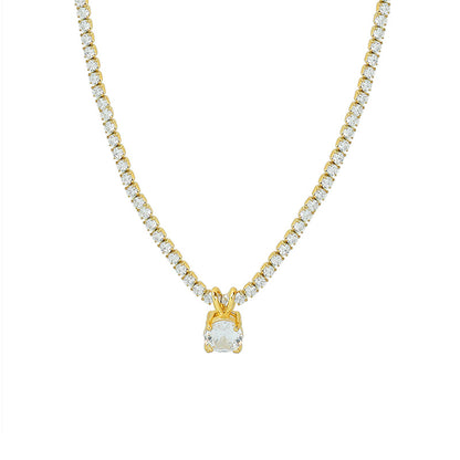 316L Stainless Steel 18K Gold Plated Dainty Cubic Zirconia Pendant Necklace - Image 6