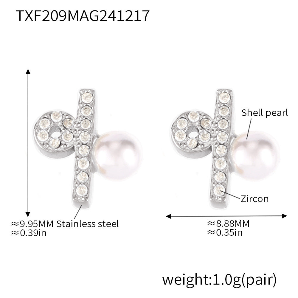 316L Stainless Steel Constellation Necklace & Earrings Set with Zircon & Shell Pearl - Image 6