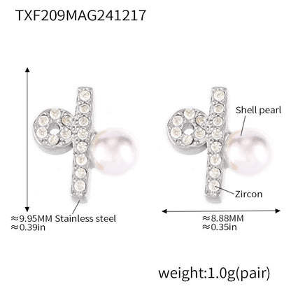 316L Stainless Steel Constellation Necklace & Earrings Set with Zircon & Shell Pearl - Image 6