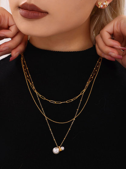 316L Stainless Steel Constellation Necklace & Earrings Set with Zircon & Shell Pearl - Image 7