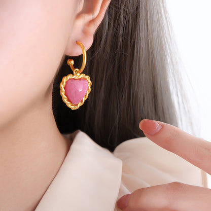316L Stainless Steel Chic Vintage Heart Drop Earrings - Image 7
