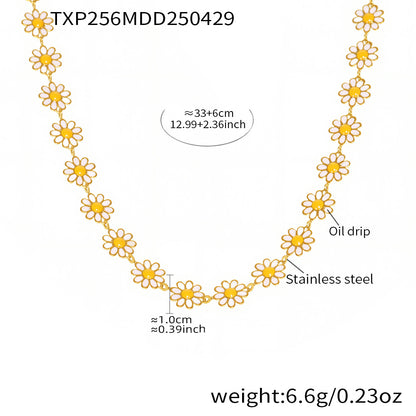 316L Stainless Steel Daisy Flower 18K Gold PVD Chain Jewelry Collection - Image 8