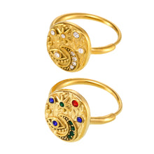 316L Stainless Steel Light Luxury 5A Zircon Star Moon Evil Eye Ring - Image 9