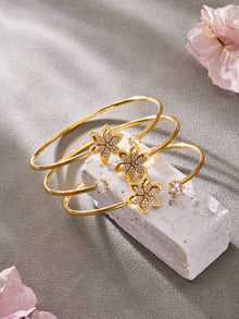 316L Stainless Steel Zircon Inlaid Six-Petal Flower Jewelry Collection - Image 9