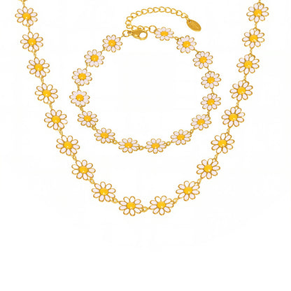 316L Stainless Steel Daisy Flower 18K Gold PVD Chain Jewelry Collection - Image 9