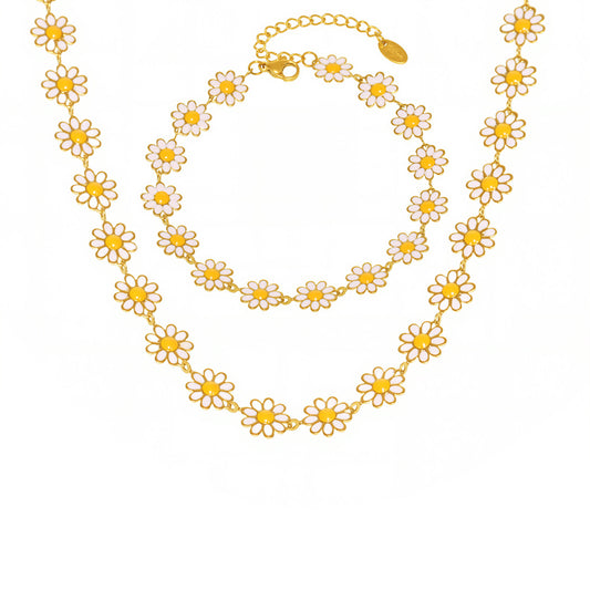 316L Stainless Steel Daisy Flower 18K Gold PVD Chain Jewelry Collection - Image 9