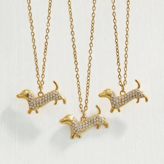 Puppy Zircon Pendant Necklace showcasing intricate design and zircon detailing