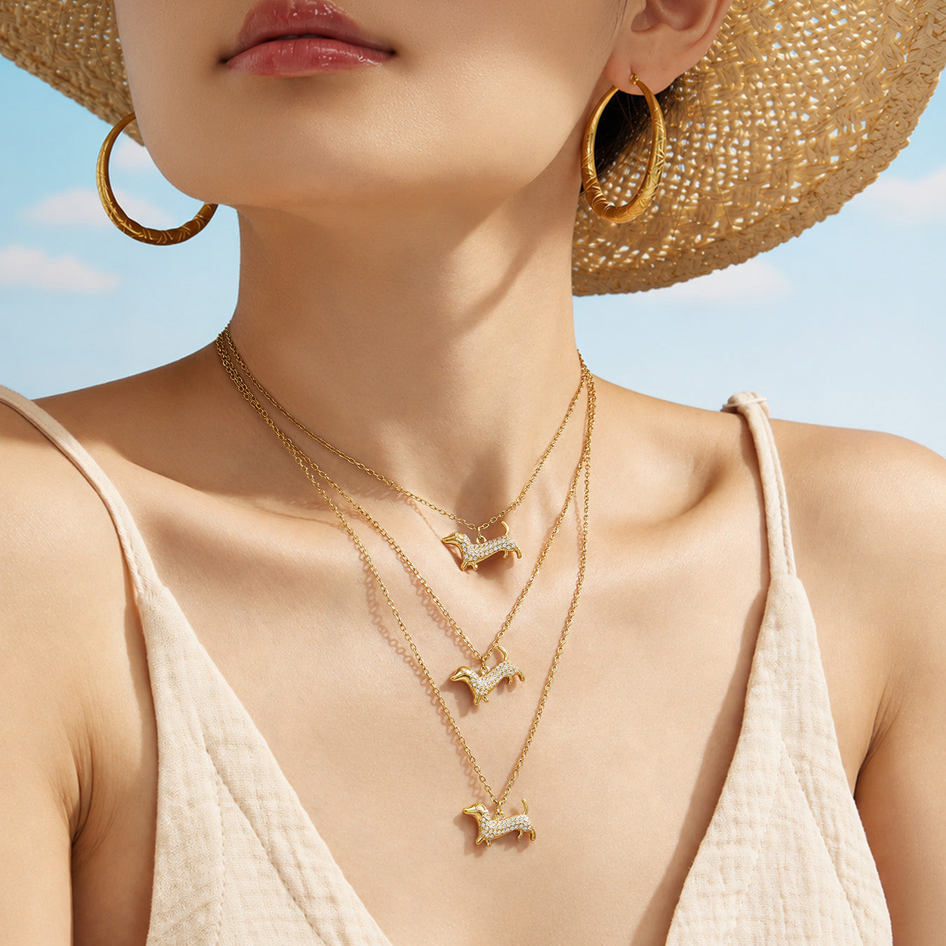 316L Stainless Steel 18K PVD Gold Puppy Zircon Pendant Necklace made with 316L stainless steel and 18K PVD gold finish for wholesale jewelry buyers - image 10