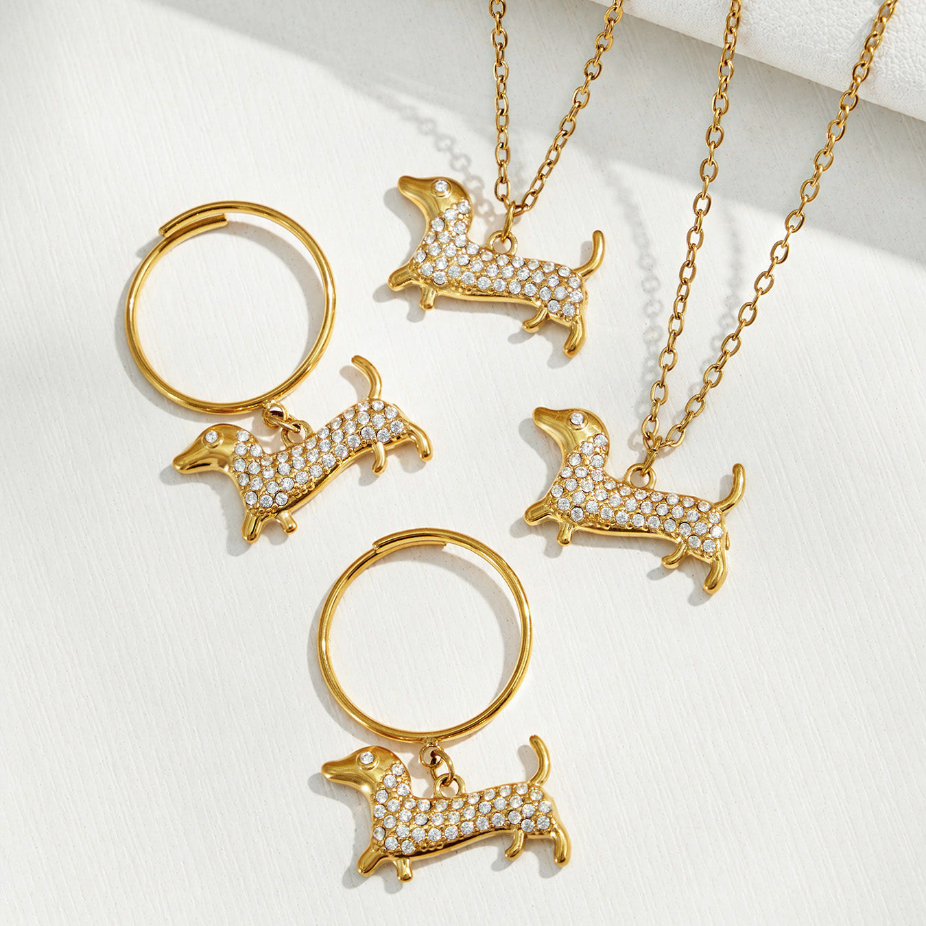 316L Stainless Steel 18K PVD Gold Puppy Zircon Pendant Necklace made with 316L stainless steel and 18K PVD gold finish for wholesale jewelry buyers - image 3