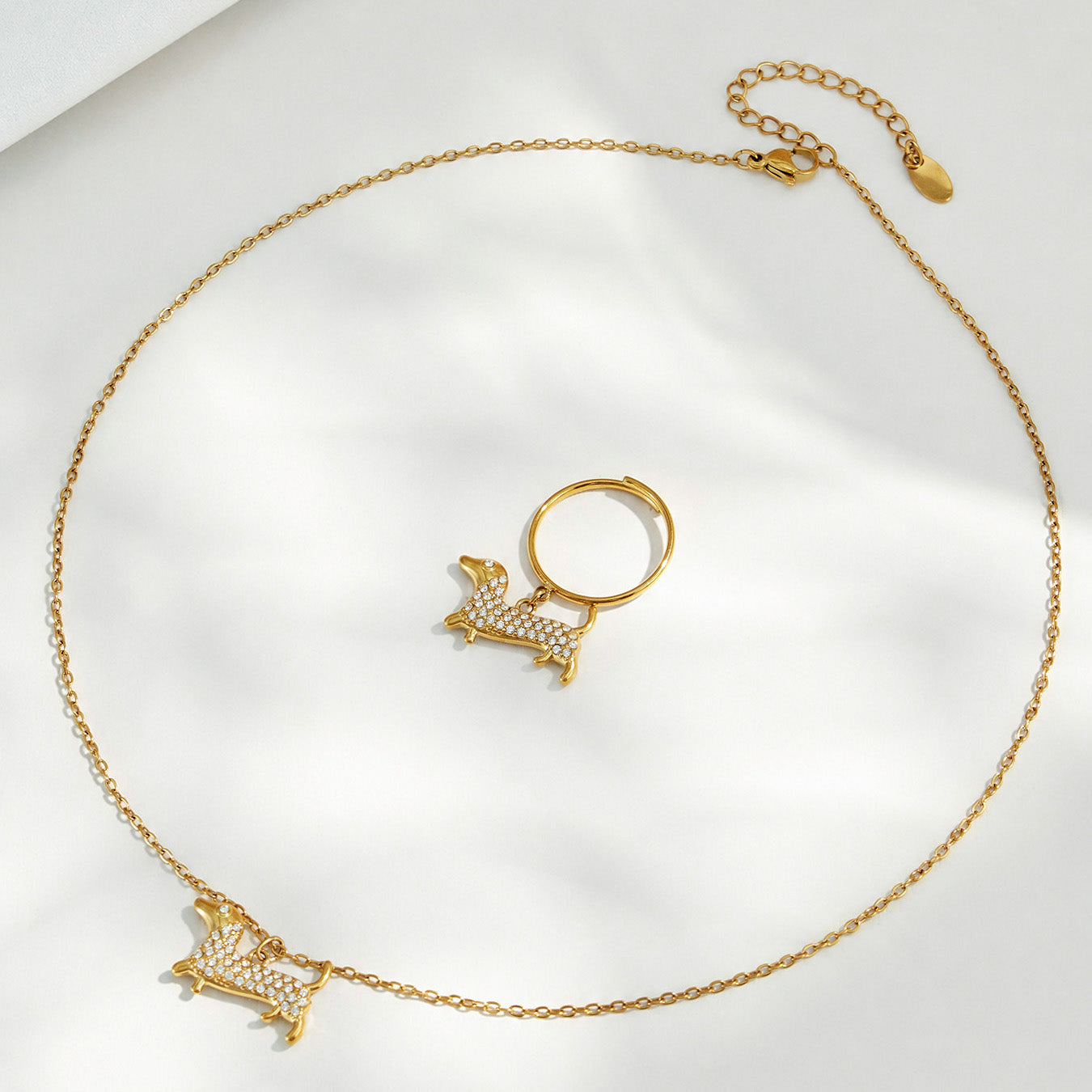 316L Stainless Steel 18K PVD Gold Puppy Zircon Pendant Necklace made with 316L stainless steel and 18K PVD gold finish for wholesale jewelry buyers - image 4