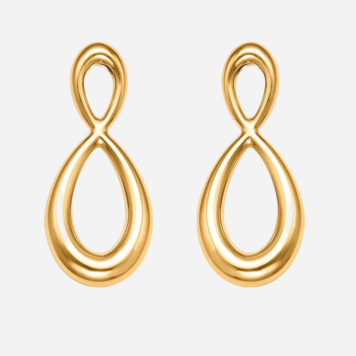 316L Stainless Steel Two-Tone Infinity Drop Earrings – PVD Gold Minimalist Design