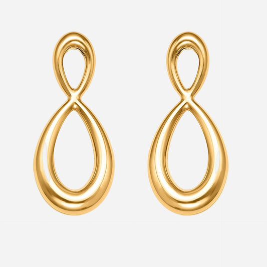316L Stainless Steel Two-Tone Infinity Drop Earrings – PVD Gold Minimalist Design