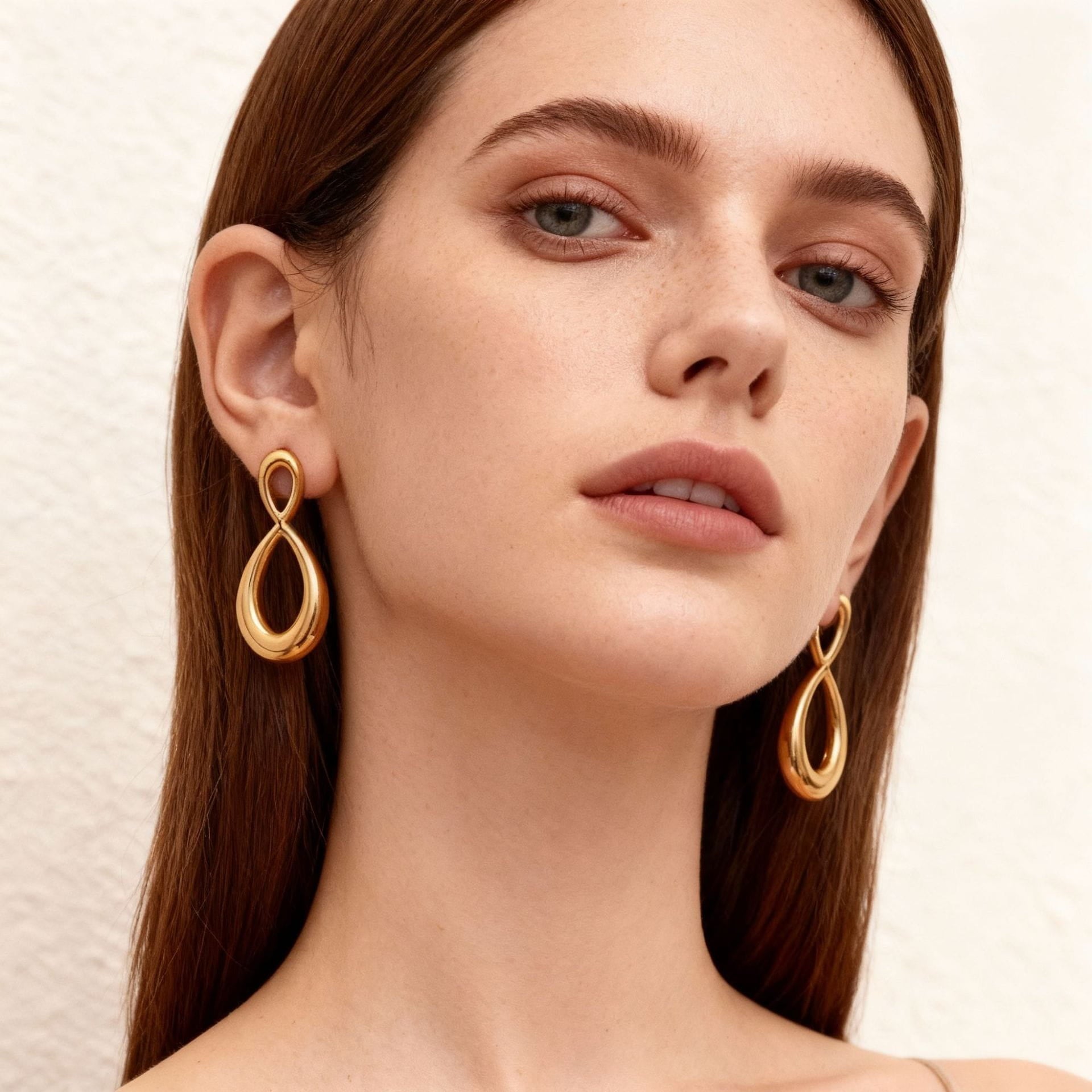 316L Stainless Steel Mixed Metal Two-Tone Infinity Figure-Eight Drop Earrings