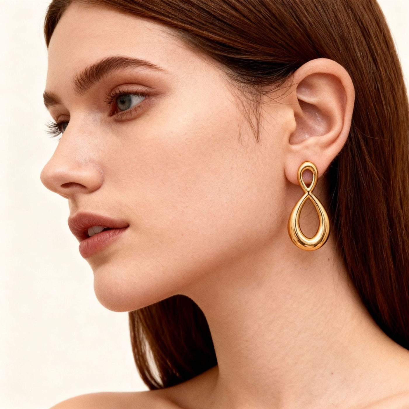 316L Stainless Steel Mixed Metal Two-Tone Infinity Figure-Eight Drop Earrings