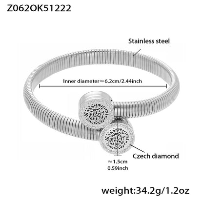 Silver PVD plated Czech diamond bangle: 6.2cm inner diameter 34.2g weight elegant design