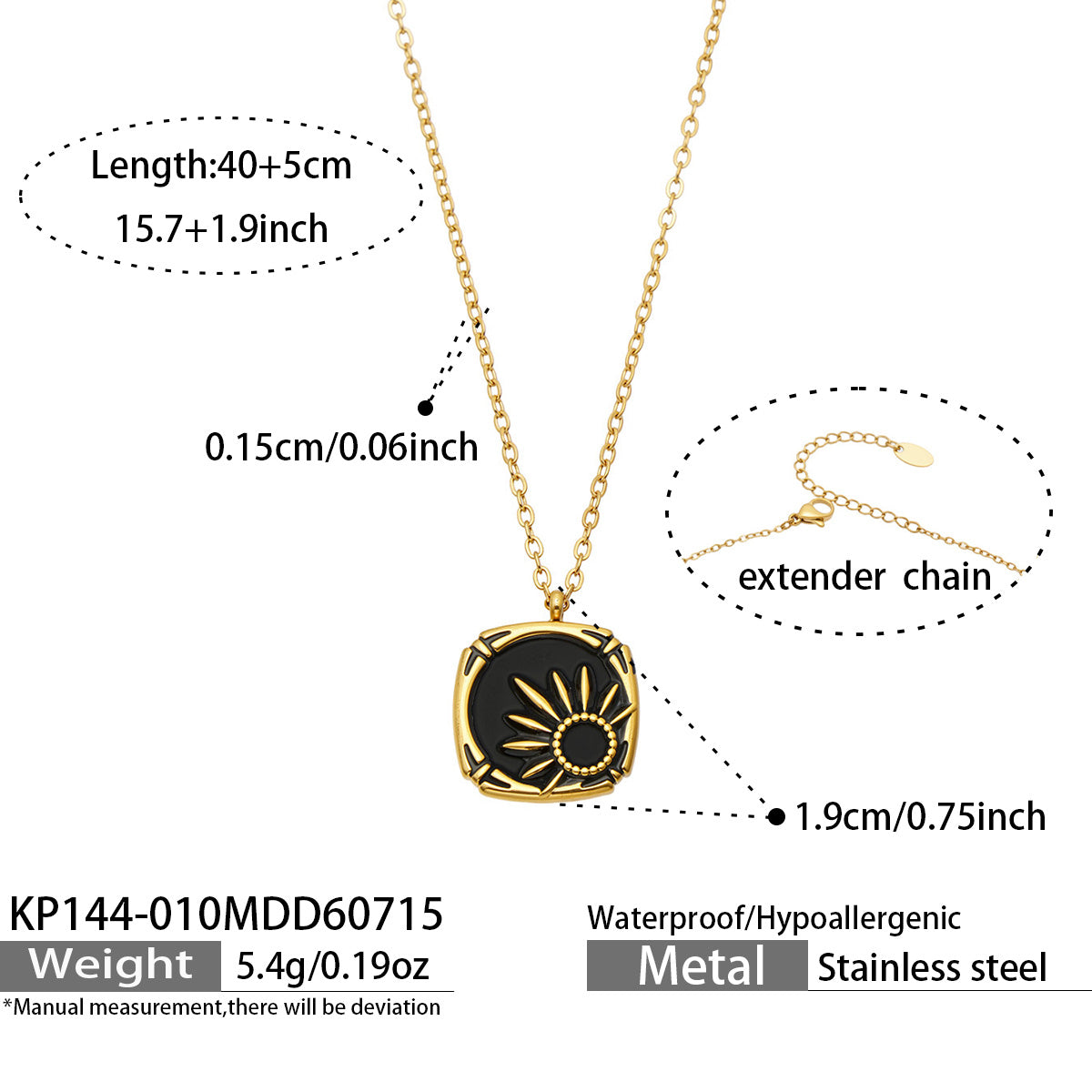 MiduoduoJewelry gold rectangular tag pendant necklace dimensions and product specification guide