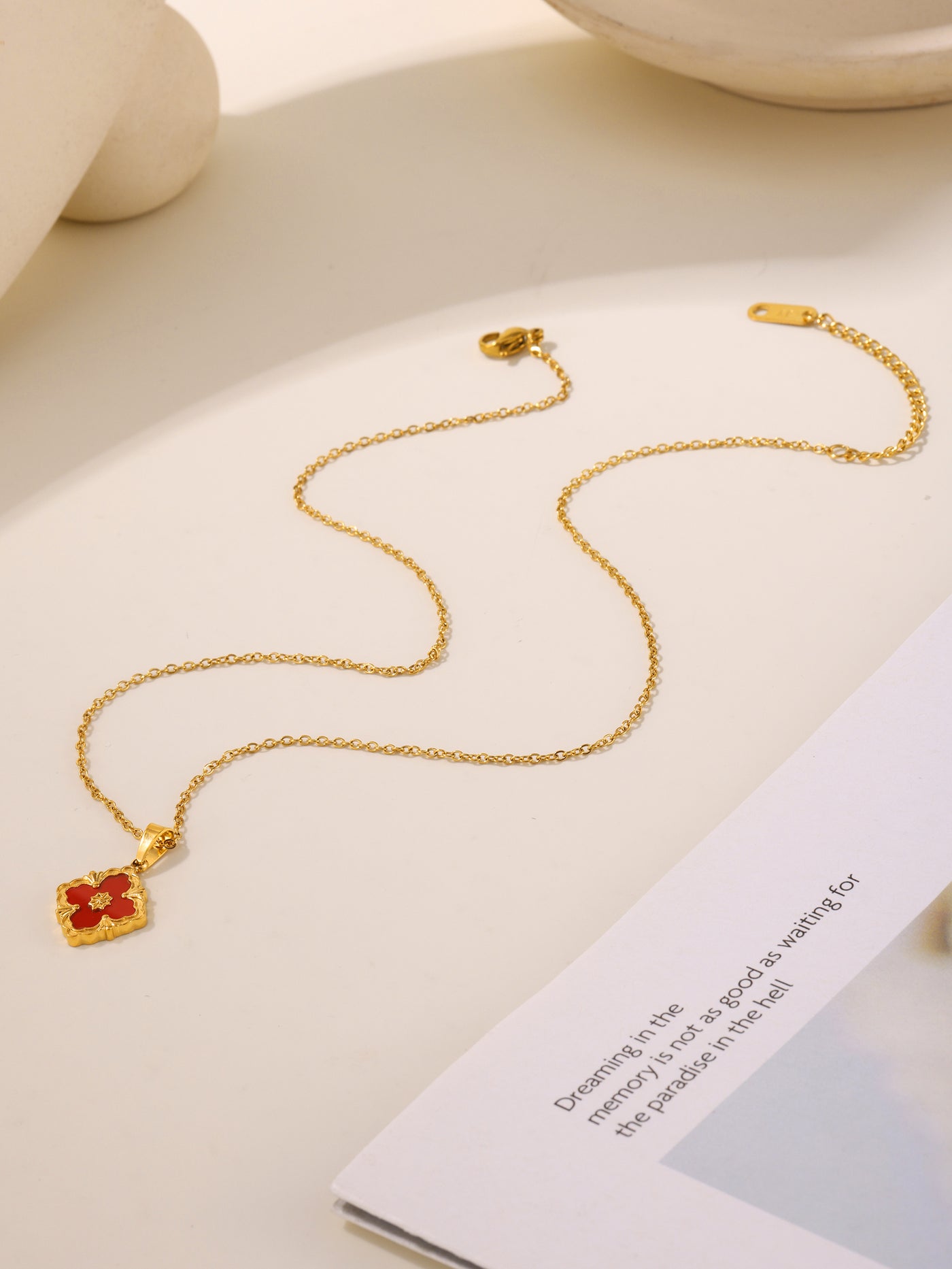 316L Stainless Steel 18K Gold PVD Four-Leaf Clover Flower Jewelry
