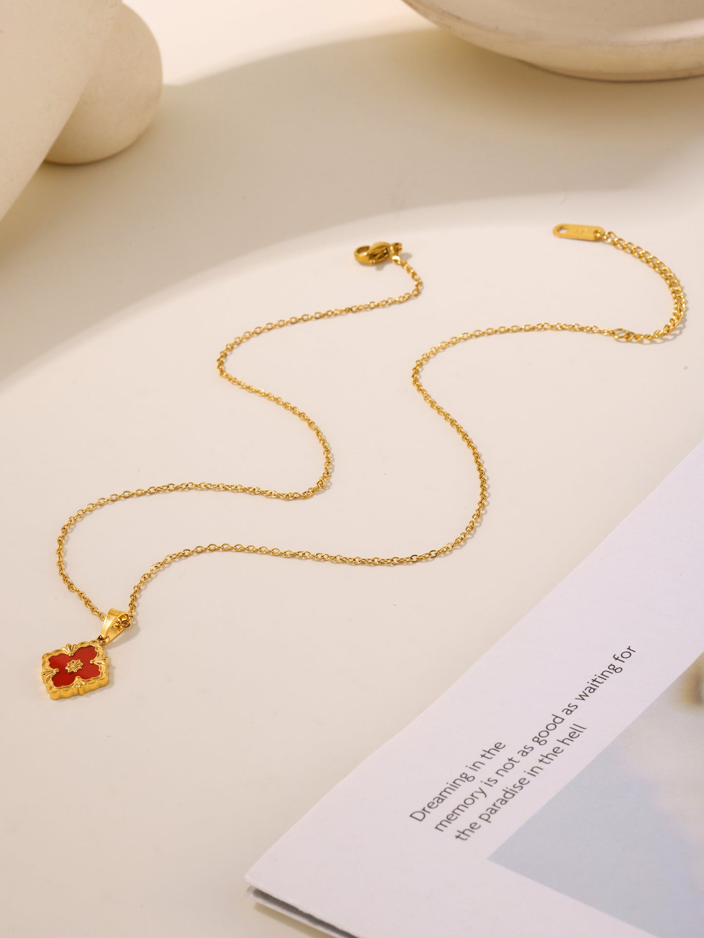 316L Stainless Steel 18K Gold PVD Four-Leaf Clover Flower Jewelry