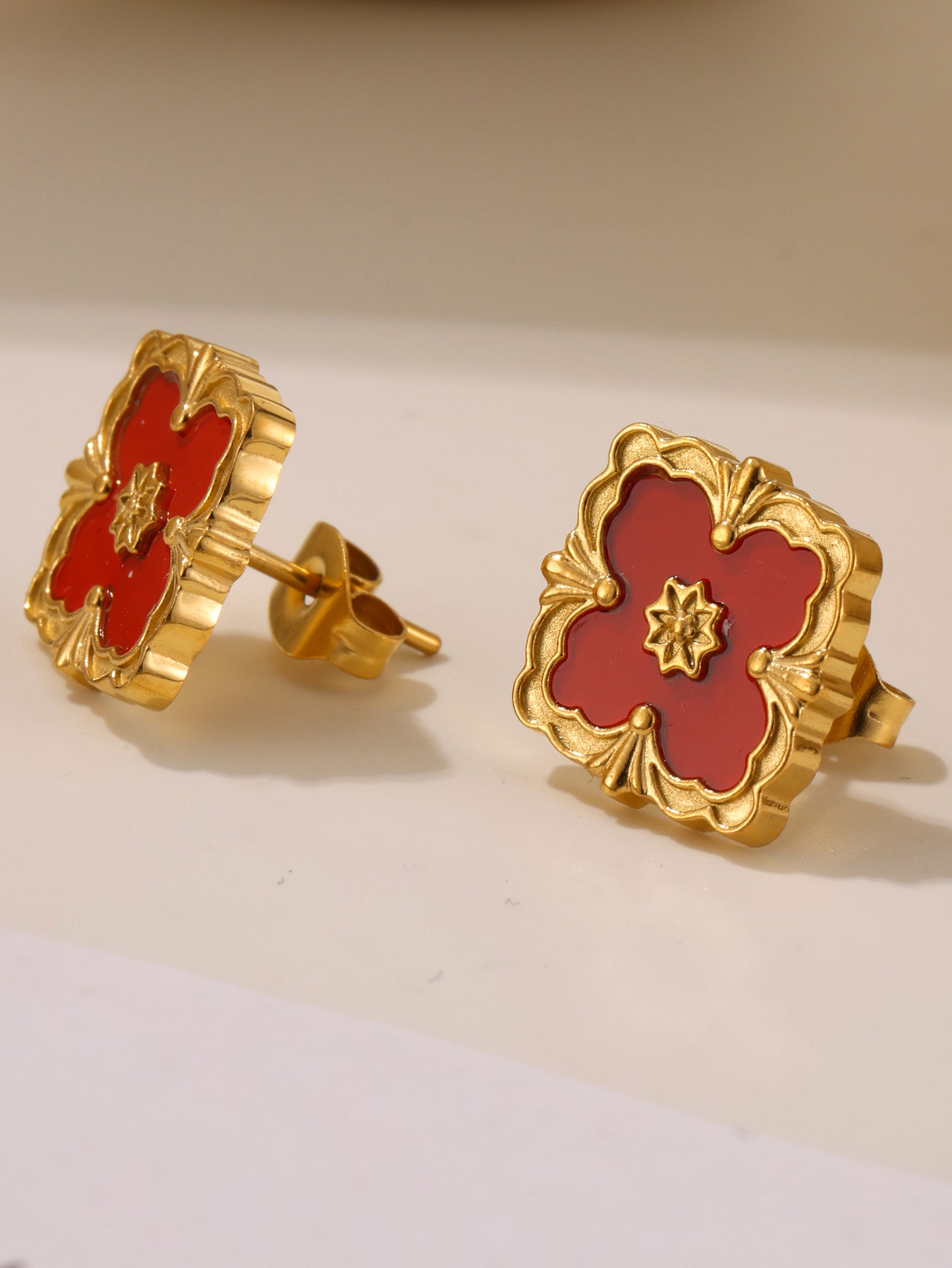 316L Stainless Steel 18K Gold PVD Four-Leaf Clover Flower Jewelry