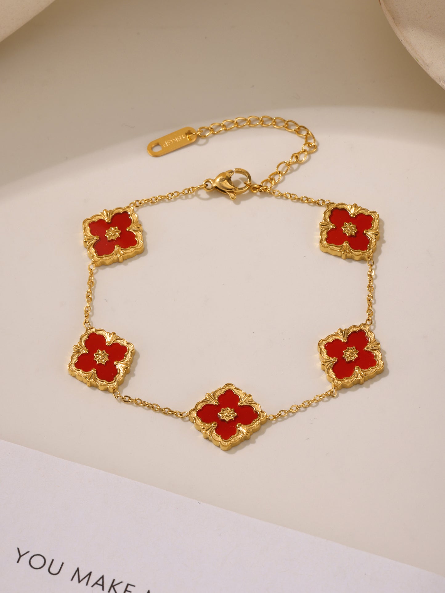 316L Stainless Steel 18K Gold PVD Four-Leaf Clover Flower Jewelry