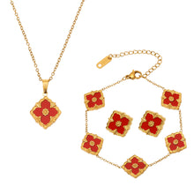 316L Stainless Steel 18K Gold PVD Four-Leaf Clover Flower Jewelry