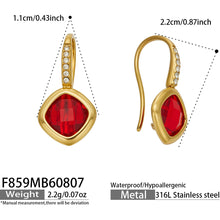 Red glass stone drop earrings size and product detail guide