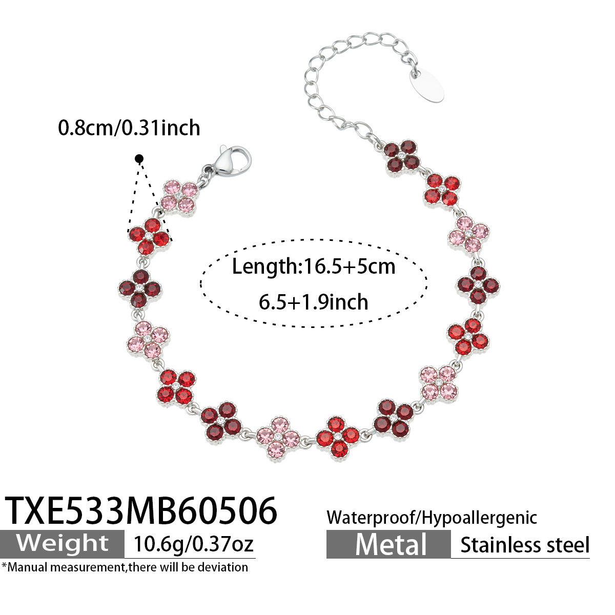 316L Stainless Steel Dopamine Four-Leaf Zircon Jewelry Set – Ring Necklace Bracelet Earrings