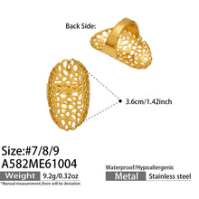 316L Stainless Steel 18K PVD Gold Retro Irregular Hollow Wide Ring made with 316L stainless steel and 18K PVD gold finish for wholesale jewelry buyers - image 13