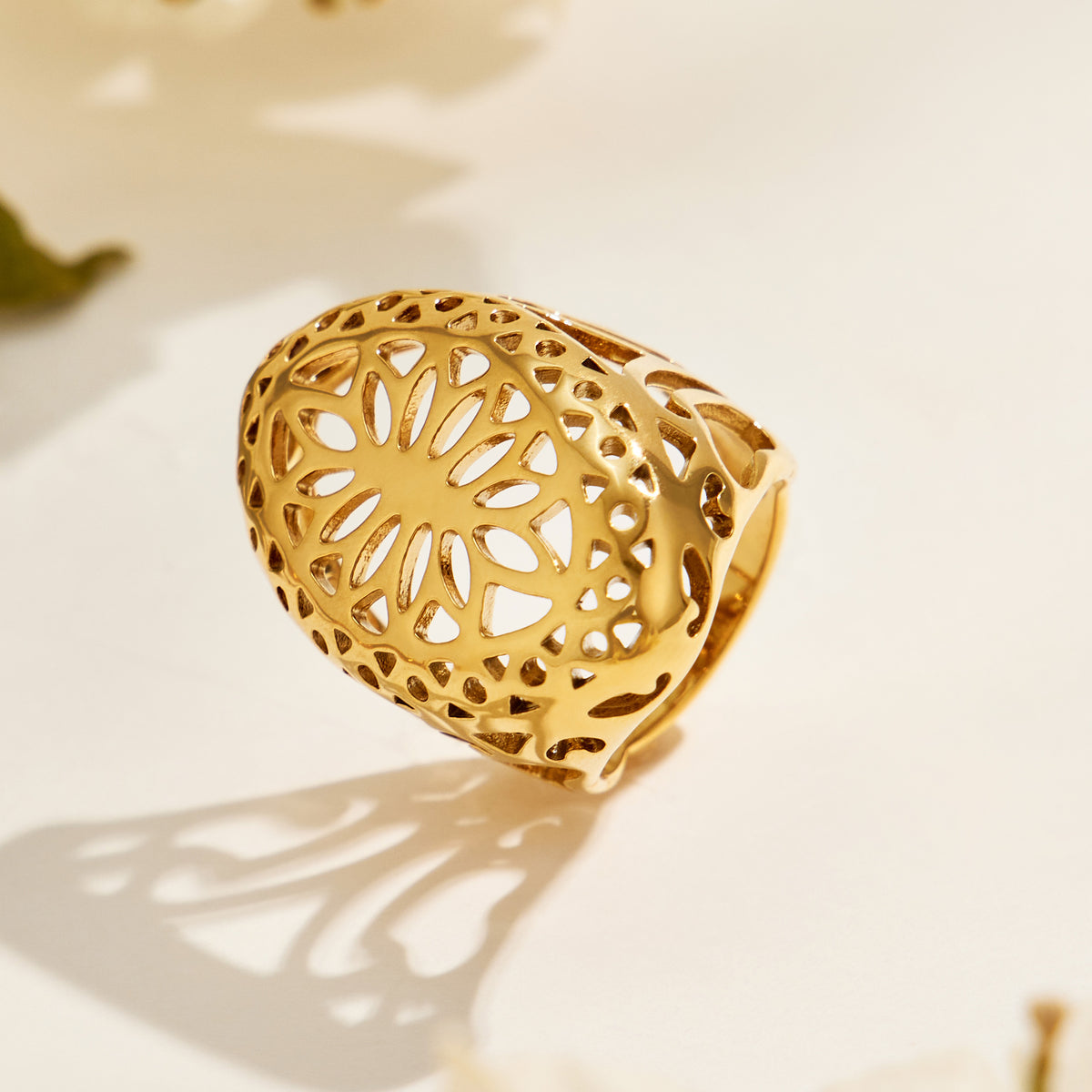 316L Stainless Steel 18K PVD Gold Retro Irregular Hollow Wide Ring made with 316L stainless steel and 18K PVD gold finish for wholesale jewelry buyers - image 21